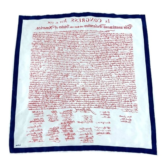 Vintage Echo Declaration Of Independence Silk Scarf 31" X 29.75" Red White Blue - Picture 4 of 5